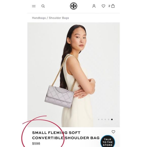 AUTHENTICATED NWT Tory Burch Fleming Soft Shoulder Bag & Miller Pavé Studs $700 - Picture 4 of 17